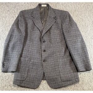 VTG Orvis Men's Glen Plaid Blazer Sport Coat 44R 100% Wool Black Blue Gray